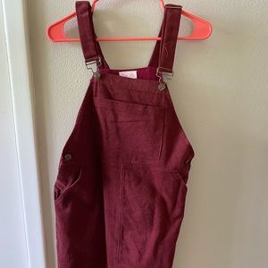 Pink Lily Maroon Corduroy Overall Skirt